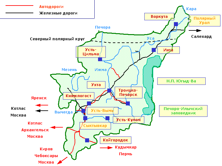 Республика коми карта россии